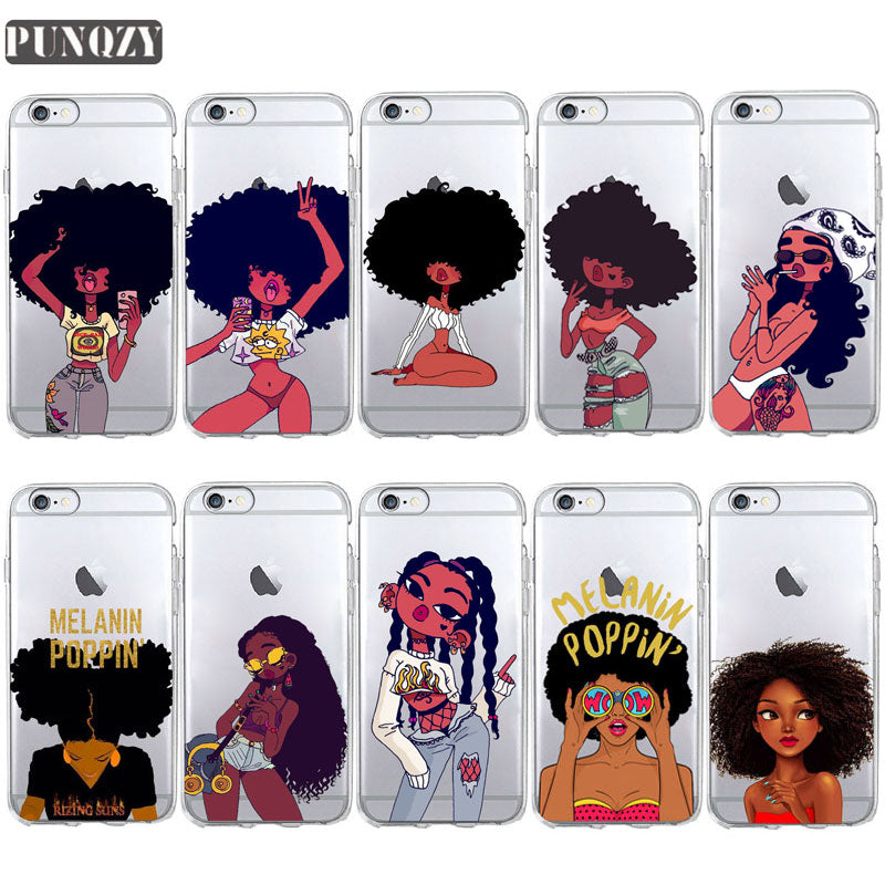 Afro Black Girl Magic Melanin Poppin phone Case For iPhone X