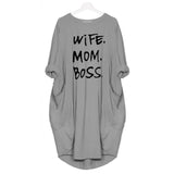 Women Pocket WIFE MOM BOSS Fashion Tshirt Dress