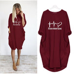 Womens Pocket Faith Hope Love Shirt Dress