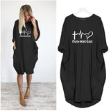 Womens Pocket Faith Hope Love Shirt Dress