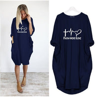 Womens Pocket Faith Hope Love Shirt Dress