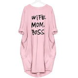 Women Pocket WIFE MOM BOSS Fashion Tshirt Dress